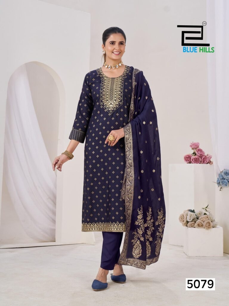 Stylish Blue Hills Aisha Rayon With Embroidery Kurti Pant And Dupatta Collection Wholesale 2026