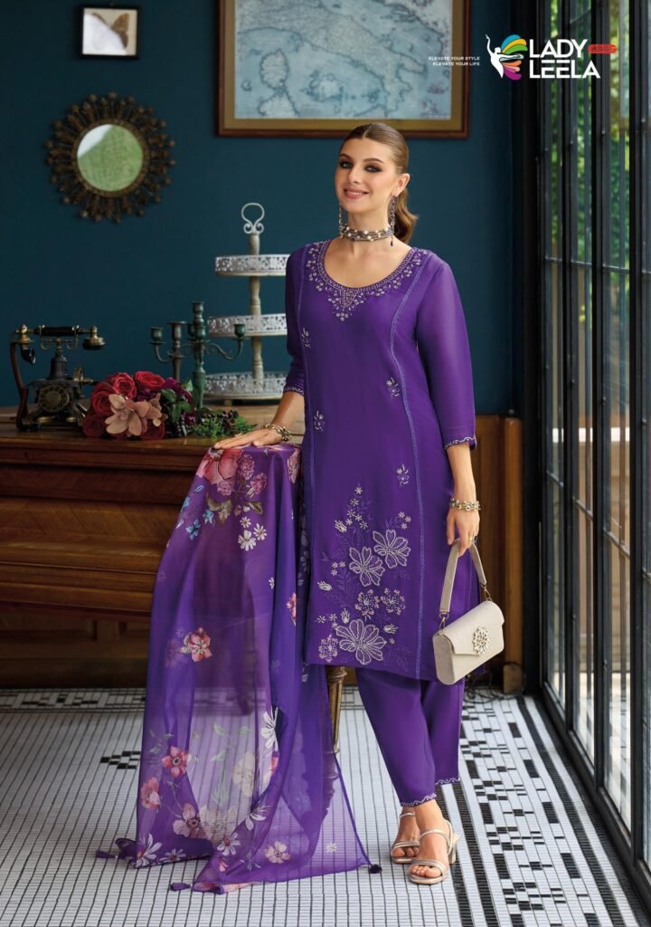 Beautiful Lady Leela Saiyaraa Viscose Mul Chanderi Embroidery And Beads Work Kurti Bottom With Dupatta Wholesale 2026