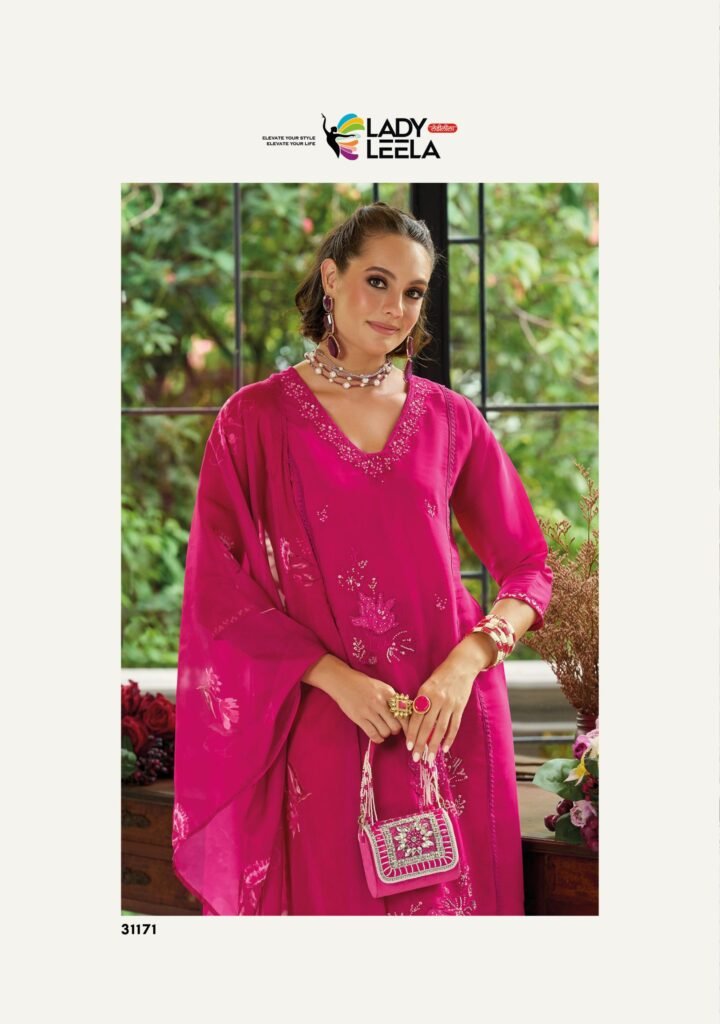 Beautiful Lady Leela Saiyaraa Viscose Mul Chanderi Embroidery And Beads Work Kurti Bottom With Dupatta Wholesale 2026
