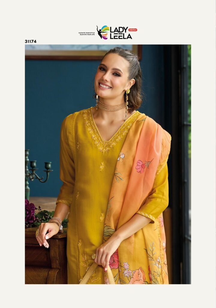 Beautiful Lady Leela Saiyaraa Viscose Mul Chanderi Embroidery And Beads Work Kurti Bottom With Dupatta Wholesale 2026