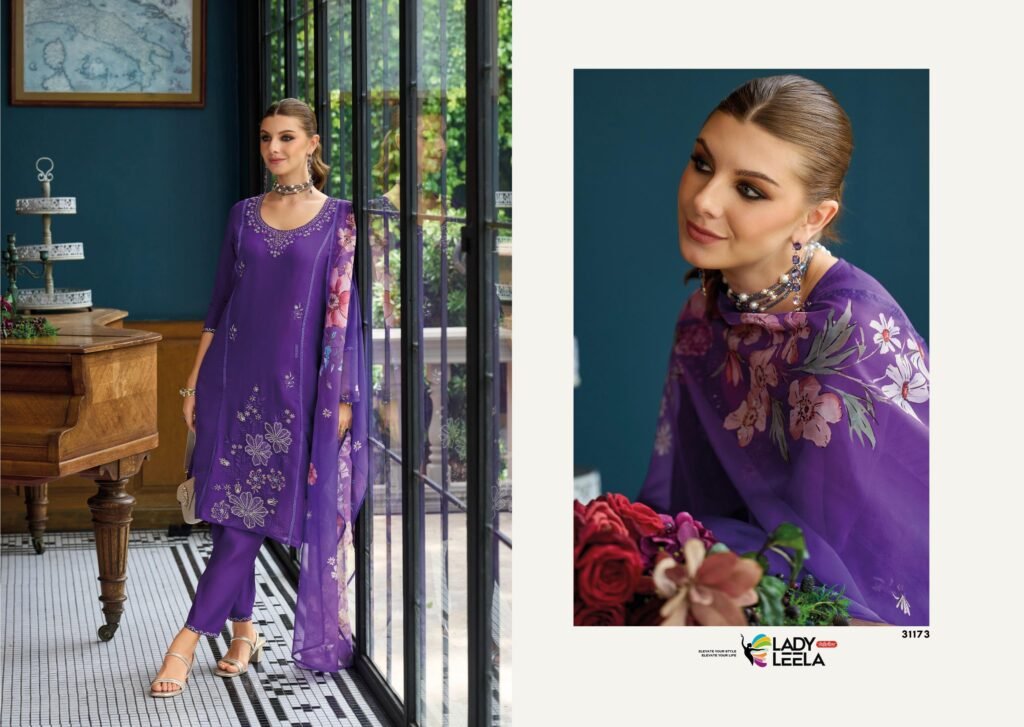 Beautiful Lady Leela Saiyaraa Viscose Mul Chanderi Embroidery And Beads Work Kurti Bottom With Dupatta Wholesale 2026