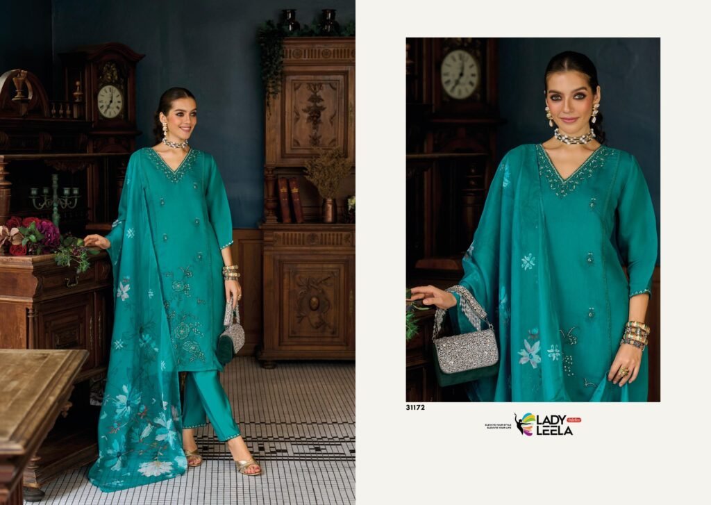 Beautiful Lady Leela Saiyaraa Viscose Mul Chanderi Embroidery And Beads Work Kurti Bottom With Dupatta Wholesale 2026