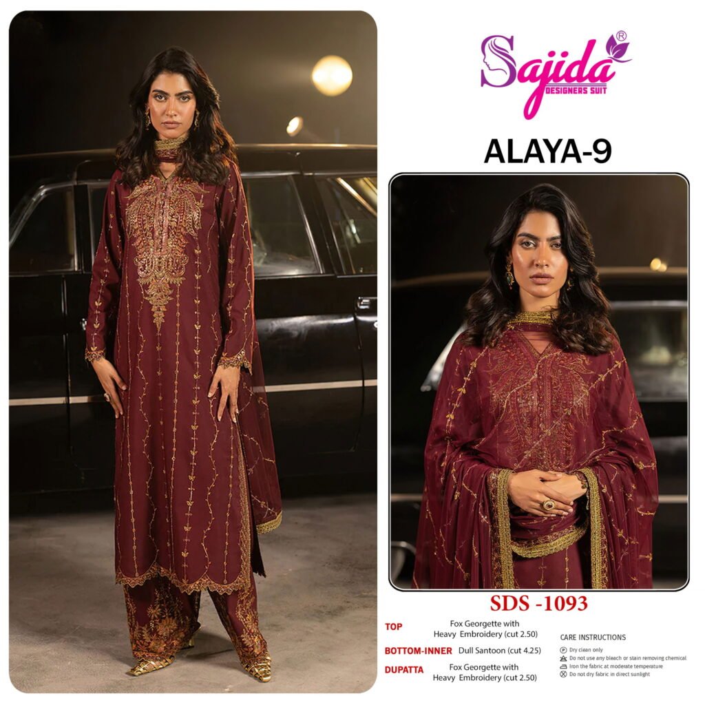 Stylish Sajida Alaya Vol 9 Georgette With Embroidered Pakistani Salwar Kameez Wholesale 2026