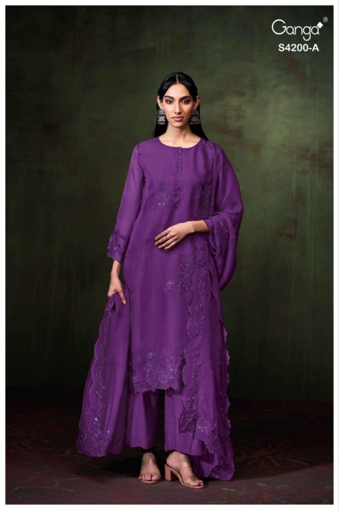 Launching Ganga Ishina 4200 Bemberg Silk Embroidery Work Salwar Kameez Wholesale 2026