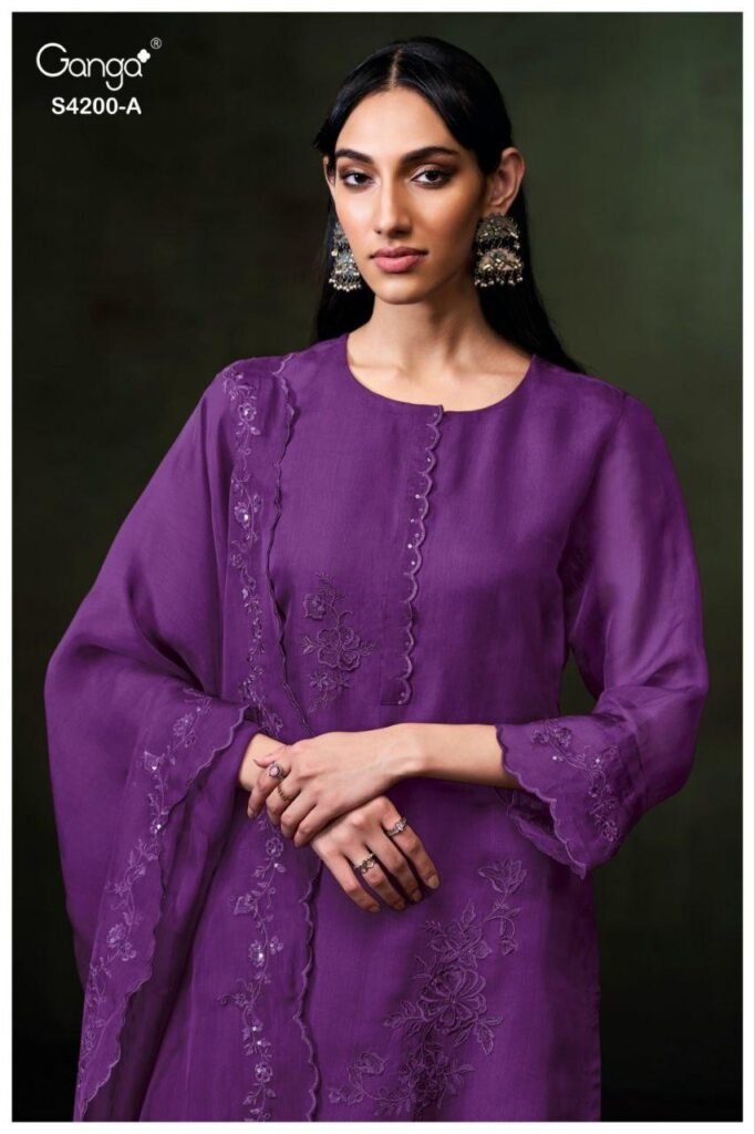 Launching Ganga Ishina 4200 Bemberg Silk Embroidery Work Salwar Kameez Wholesale 2026