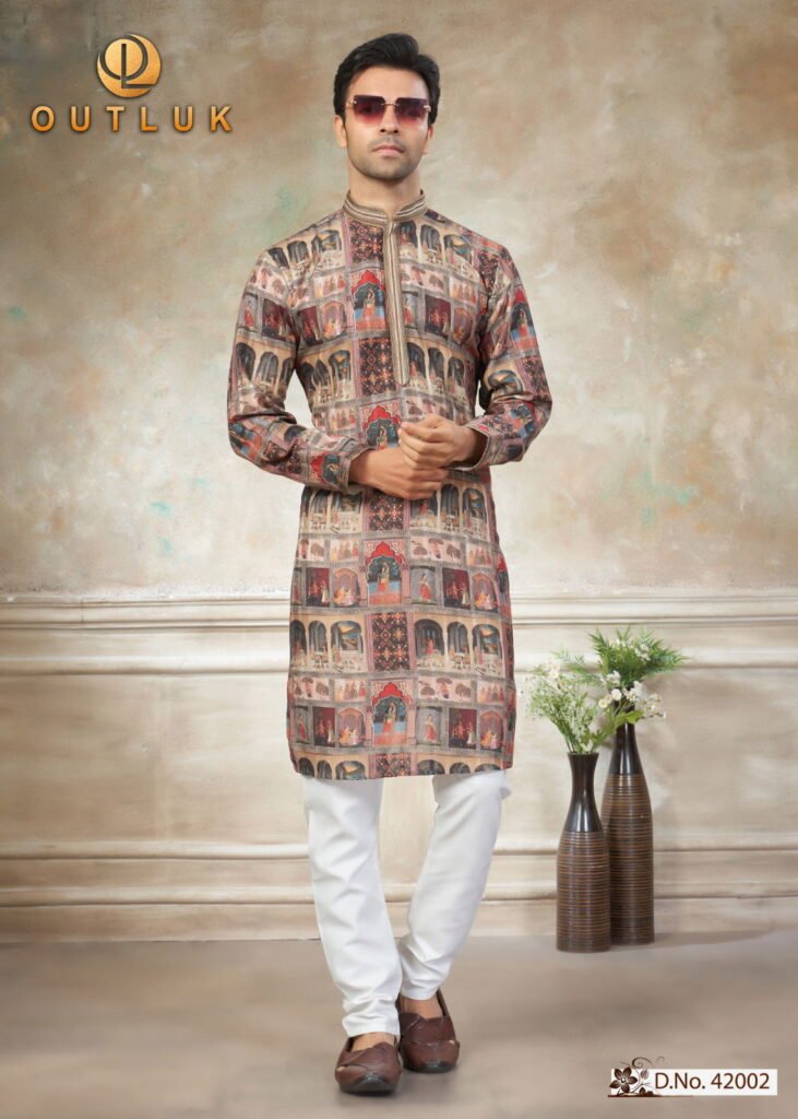Launching Outluk Wedding Vol 42 Cotton Digital And Work Kurta And Pajama Collection Wholesale 2026