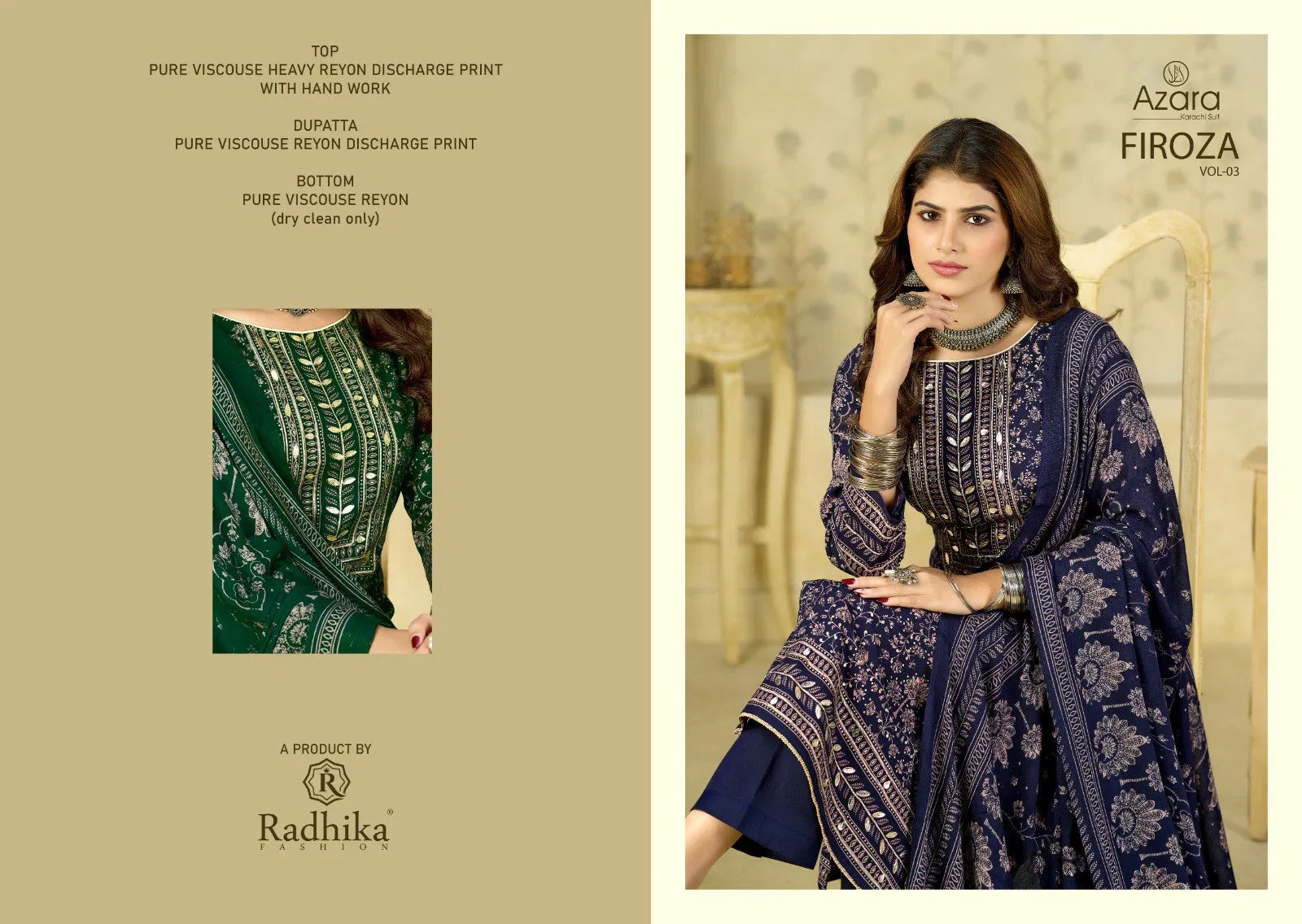 Radhika Azara Firoza Vol 3 Viscose Printed Dress Material Collection Wholesale 9 Launching Radhika Azara Firoza Vol 3 Viscose Printed Dress Material Collection Wholesale 2026