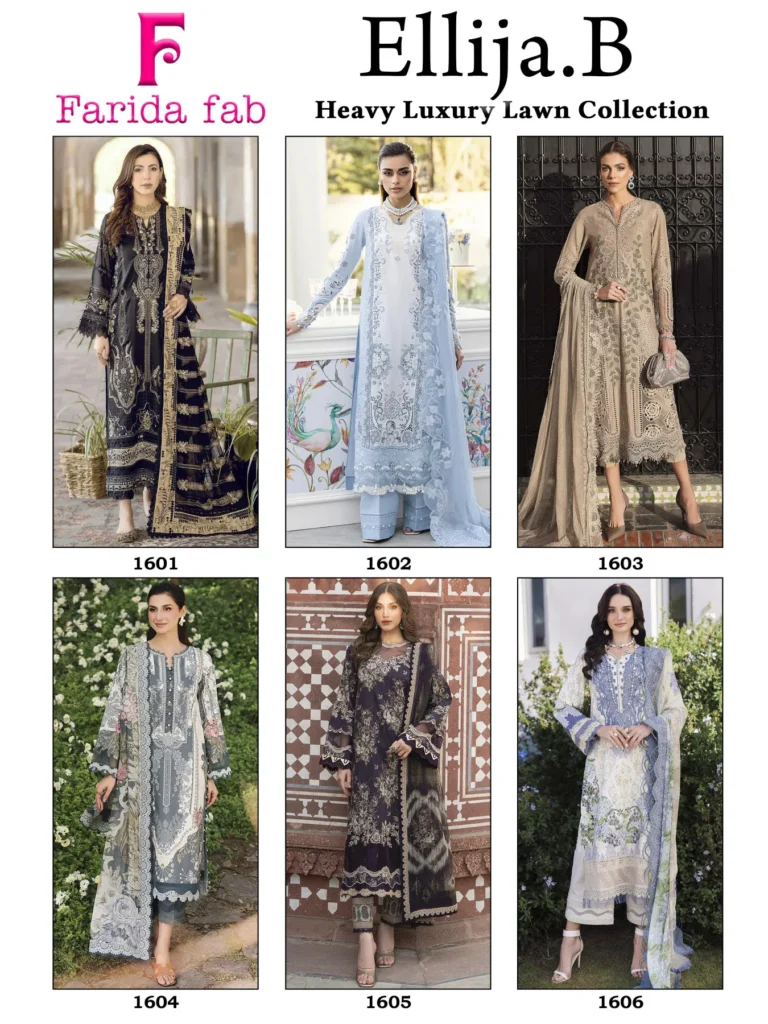 Stylish Farida Fab Ellija B Heavy Luxury Lawn Cotton Dress Material Collection Wholesale 2026 8 Stylish Farida Fab Ellija B Heavy Luxury Lawn Cotton Dress Material Collection Wholesale 2026