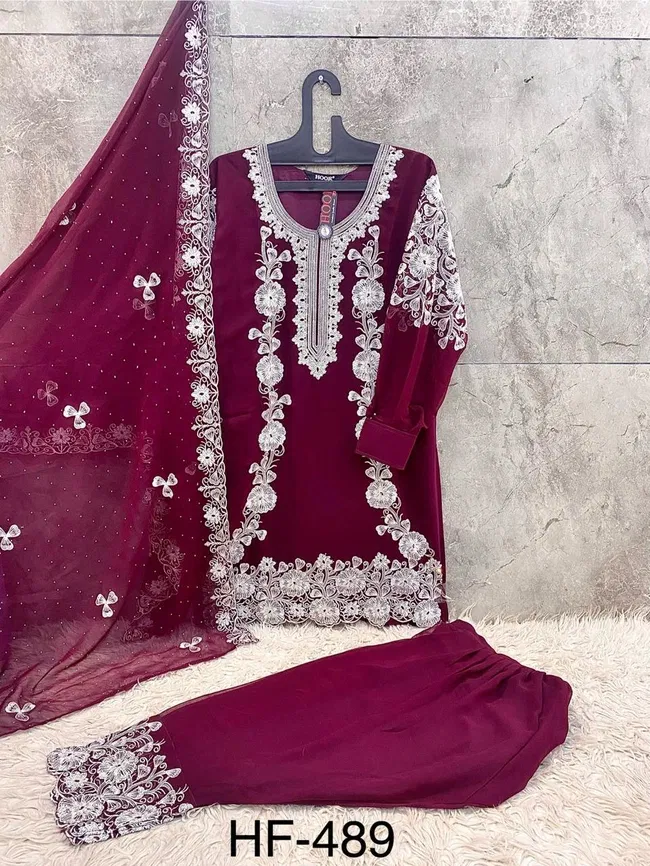 Hoor Tex HF 489 A to D Pakistani Salwar Suit With Embroidery Work Wholesale 7 Stylish Hoor Tex HF 489 A to D Pakistani Salwar Suit With Embroidery Work Wholesale 2026