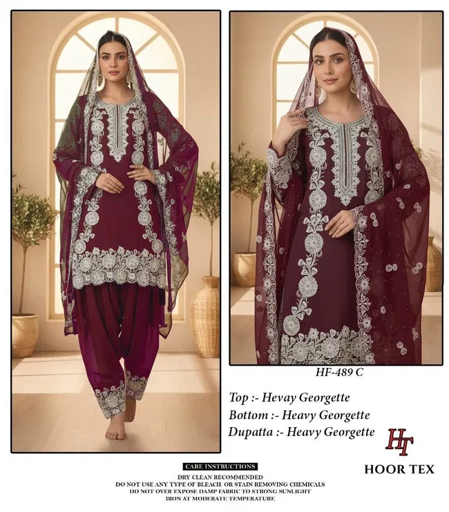 Hoor Tex HF 489 A to D Pakistani Salwar Suit With Embroidery Work Wholesale 9 Stylish Hoor Tex HF 489 A to D Pakistani Salwar Suit With Embroidery Work Wholesale 2026