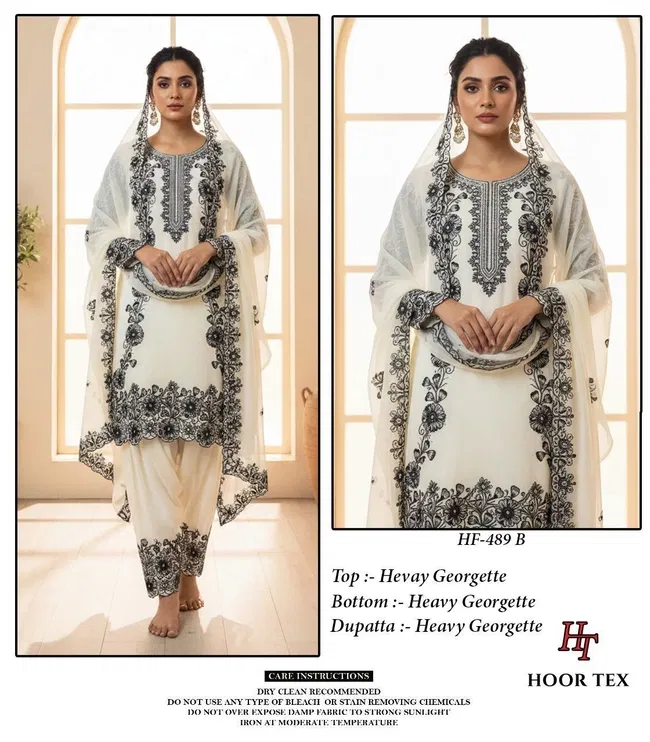 Hoor Tex HF 489 A to D Pakistani Salwar Suit With Embroidery Work Wholesale 10 Stylish Hoor Tex HF 489 A to D Pakistani Salwar Suit With Embroidery Work Wholesale 2026