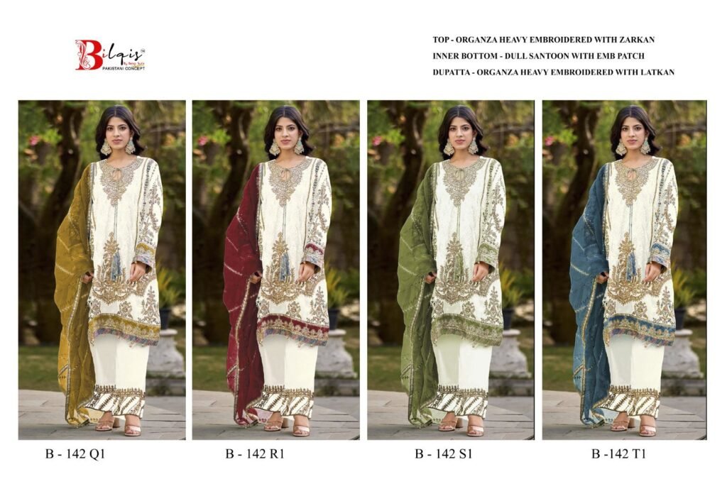 Launching Bilqis B 142 Q1 To T1 Organza Embroidery Work Pakistani Salwar Kameez Wholesale 2026 6 Launching Bilqis B 142 Q1 To T1 Organza Embroidery Work Pakistani Salwar Kameez Wholesale 2026