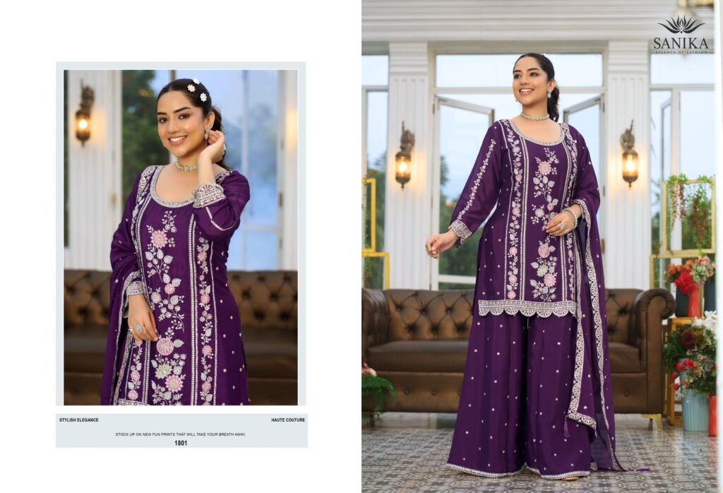 Beautiful Sanika Rango Ka Jashan Chinon Silk Heavy Embroidery Top Plazzo With Dupatta Wholesale 2026