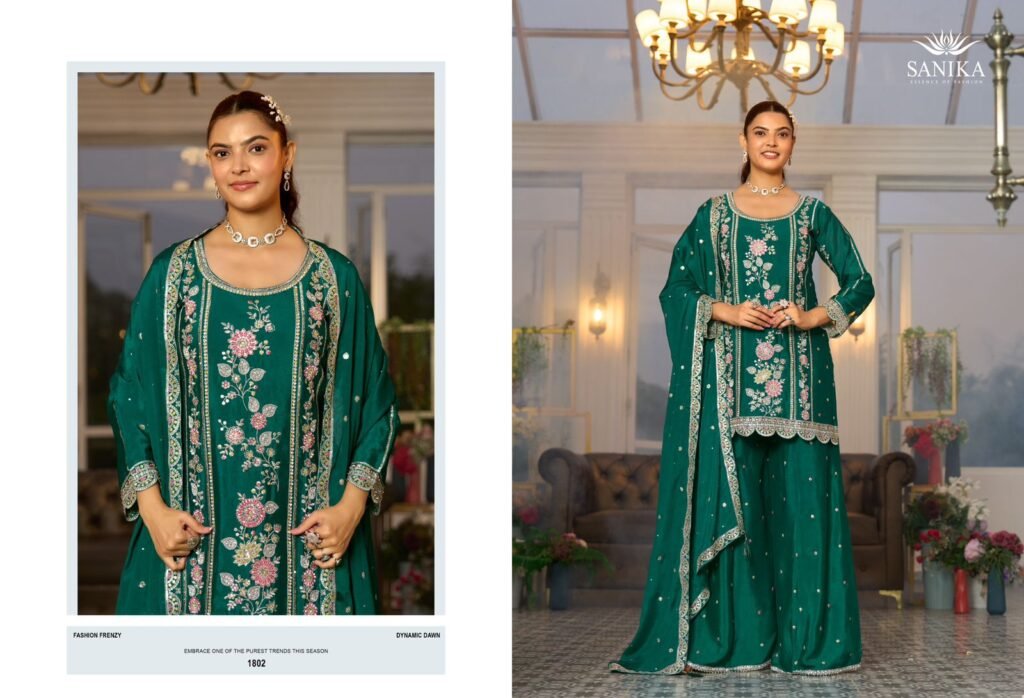 Beautiful Sanika Rango Ka Jashan Chinon Silk Heavy Embroidery Top Plazzo With Dupatta Wholesale 2026