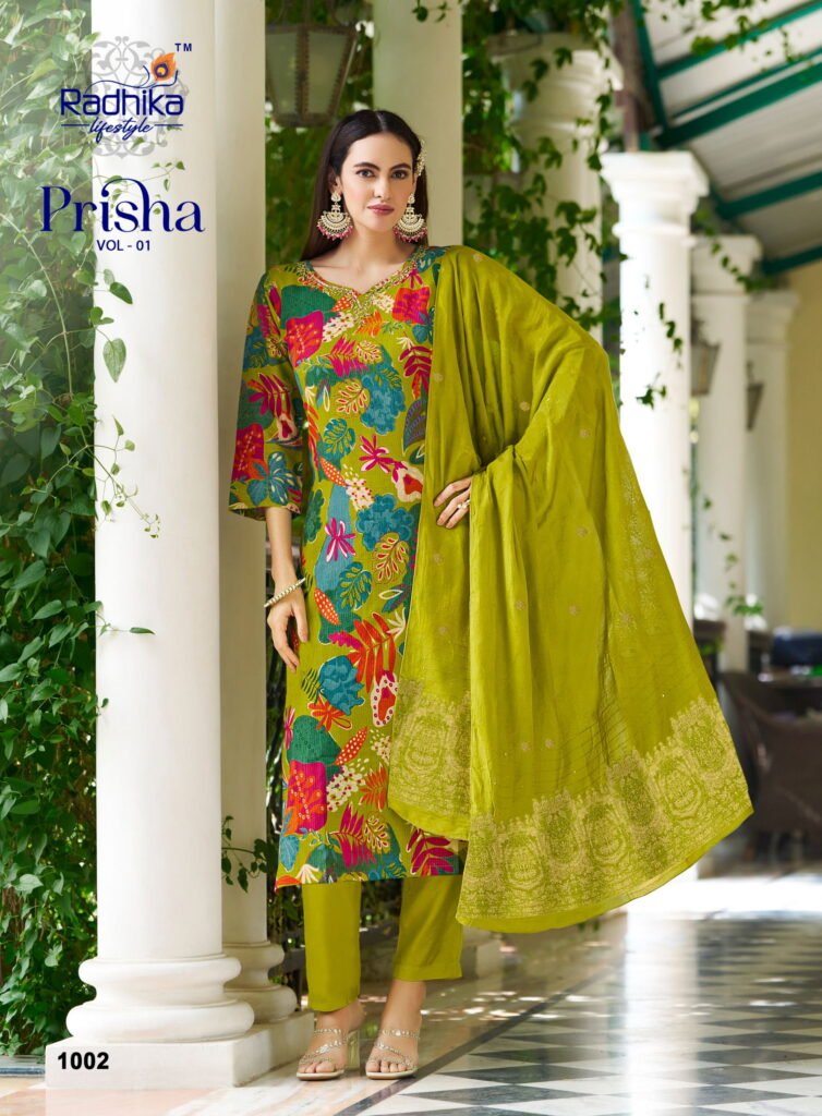 Launching Radhika Prisha Vol 1 Milano Print With Handwork Kurti Pant And Dupatta Wholesale 2026