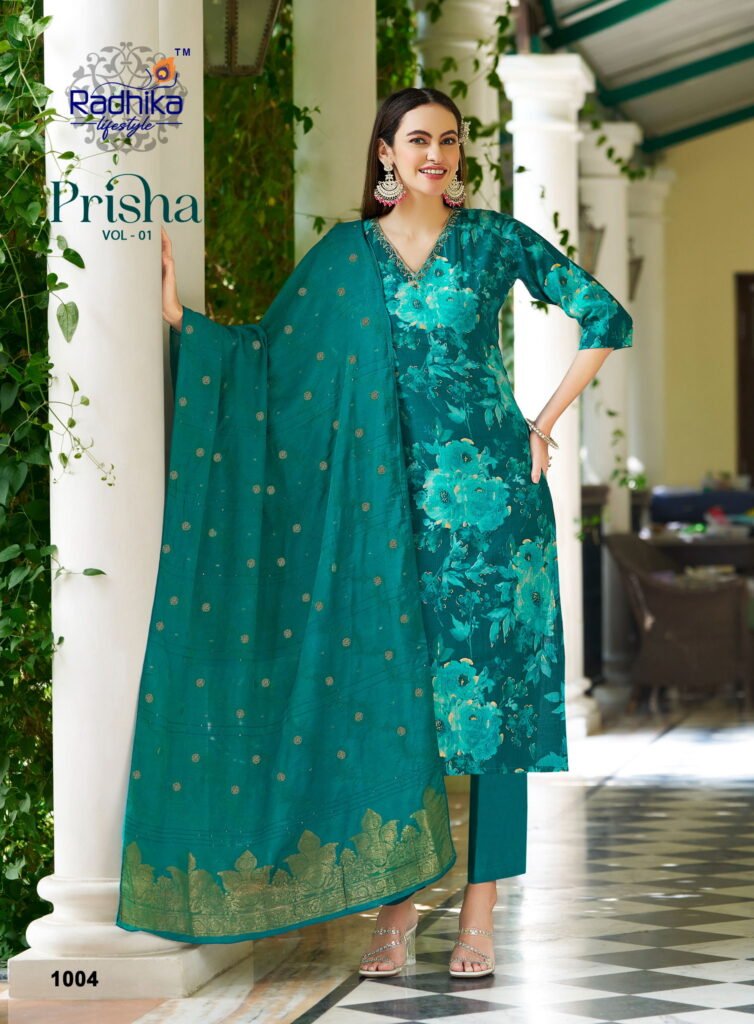 Launching Radhika Prisha Vol 1 Milano Print With Handwork Kurti Pant And Dupatta Wholesale 2026