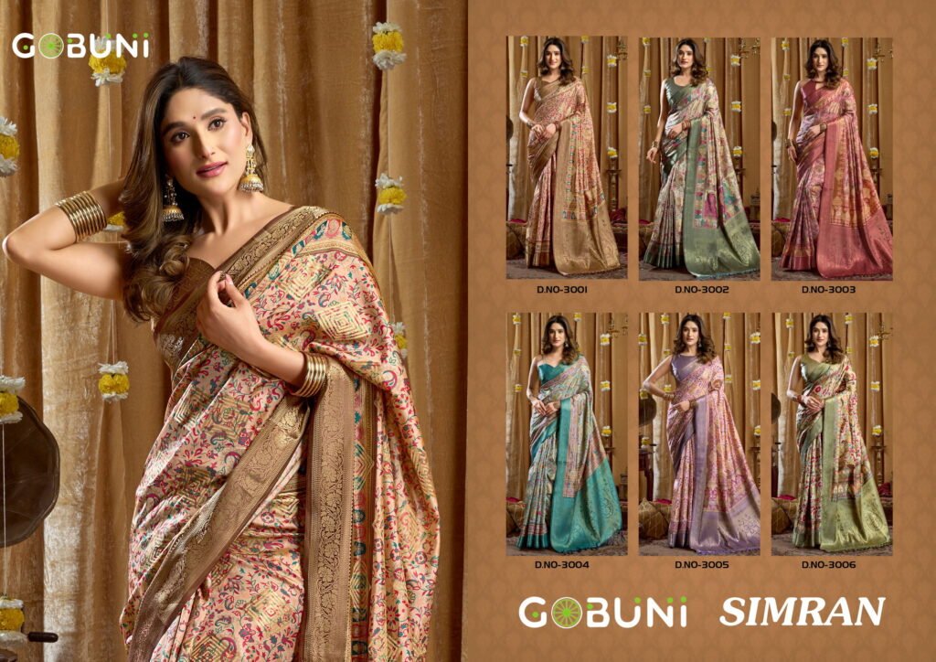 Buy Gobuni Simran Cluster Digital Printed Saree Collection Wholesale 2026