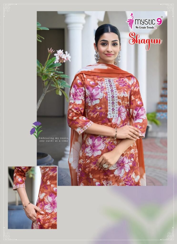 Buy Mystic 9 shagun vol 26 Rayon Capsule Foil Print Straight Kurti Bottom With dupatta Collection Wholesale 2026