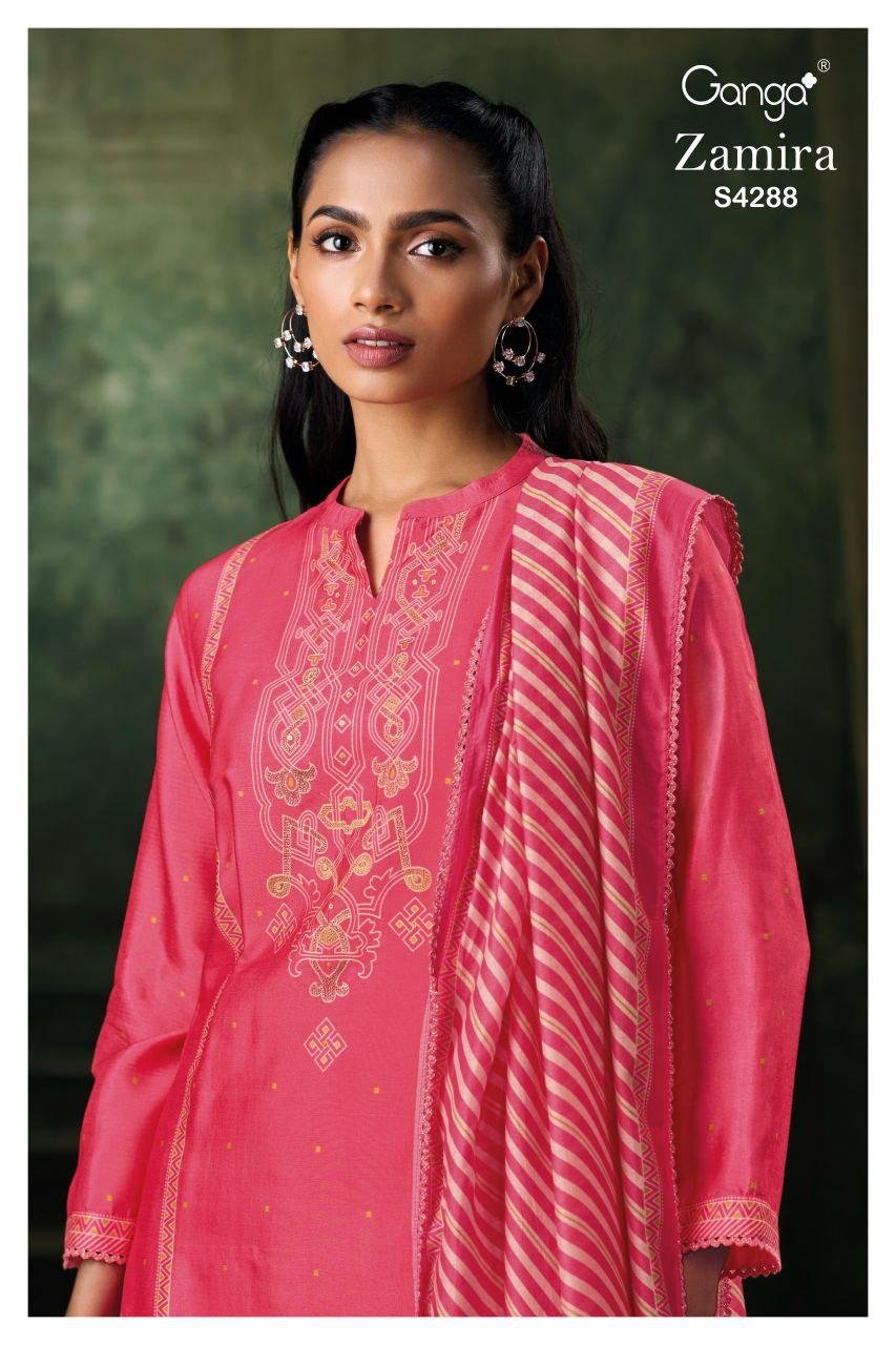 Latest Ganga Zamira 4288 Bemberg Russain Silk Embroidery Salwar Kameez Wholesale 2026