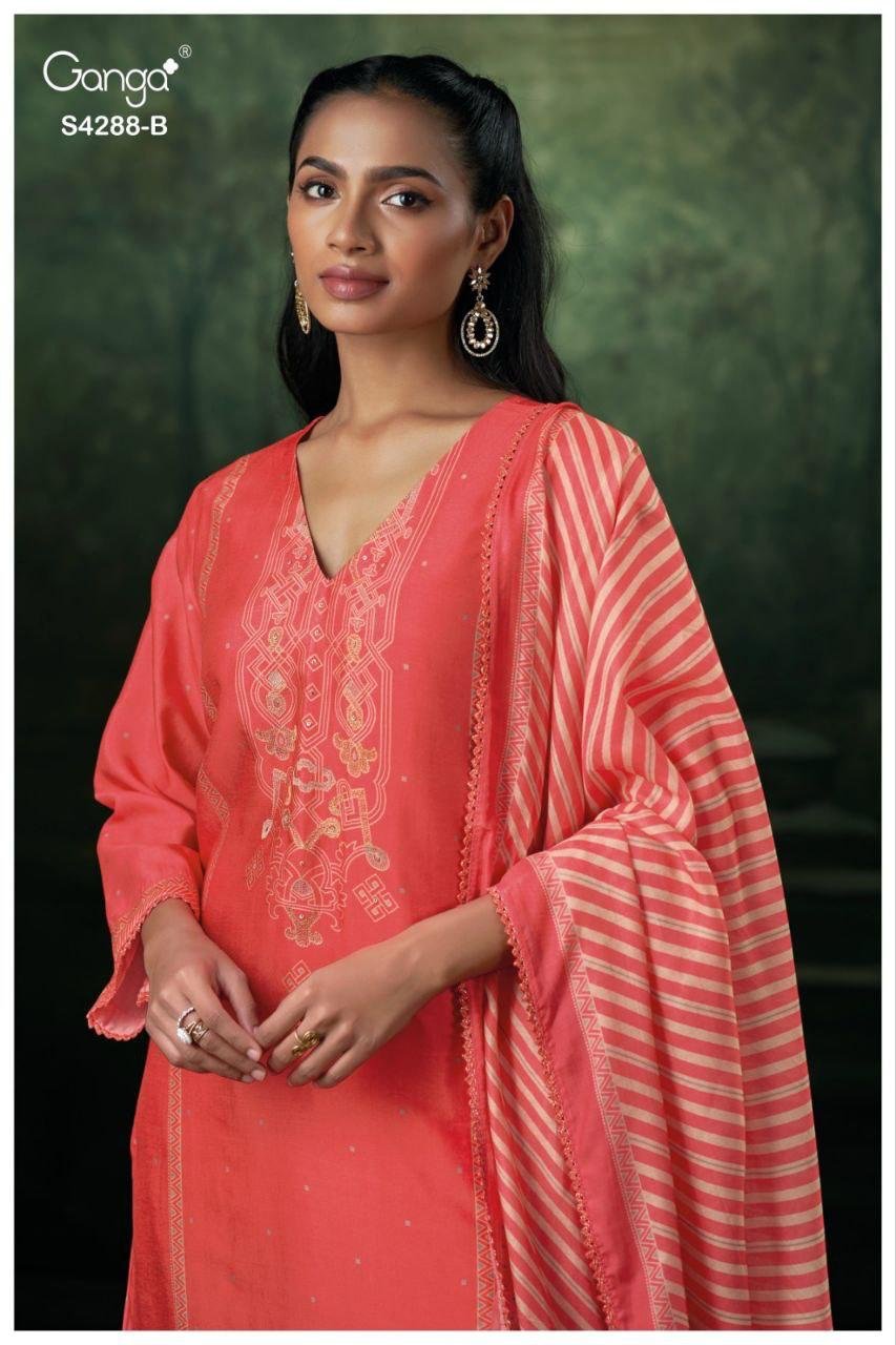 Ganga Zamira 4288 Bemberg Russain Silk Embroidery Salwar Kameez Wholesale 4 Latest Ganga Zamira 4288 Bemberg Russain Silk Embroidery Salwar Kameez Wholesale 2026