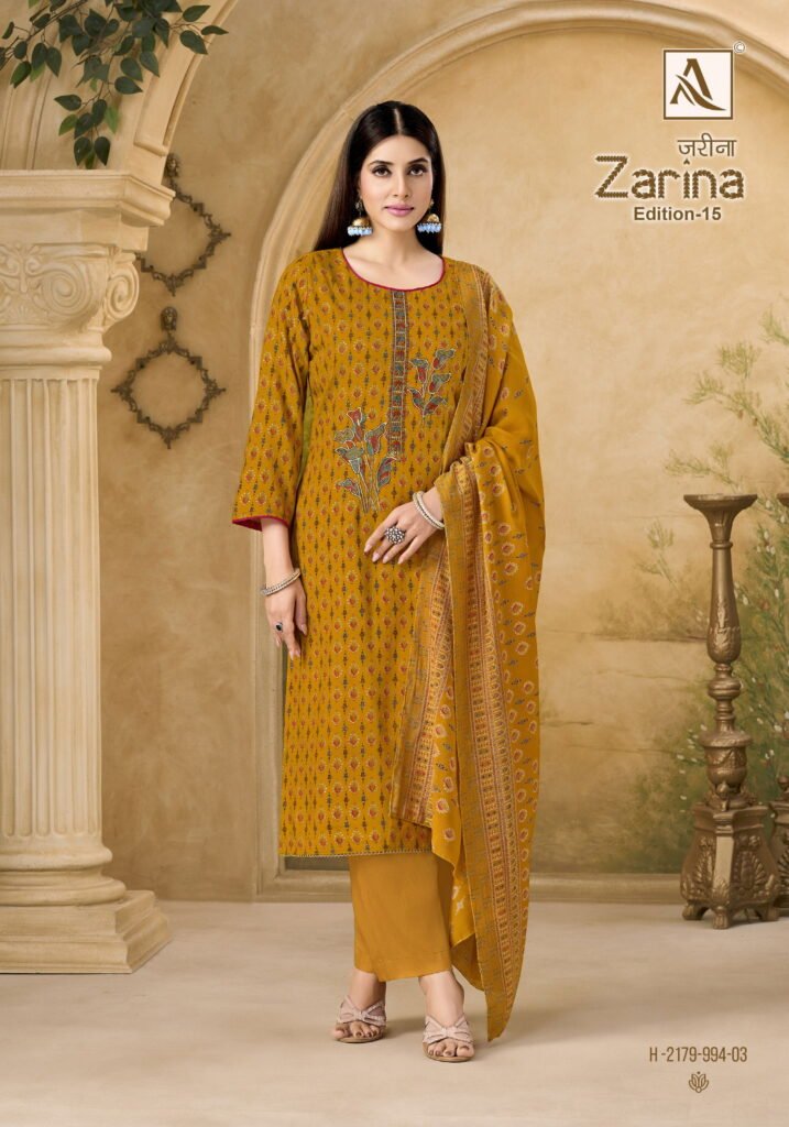 Launching Alok Zarina Edition 15 Viscose Discharge Print Embroidery Work Dress Material Wholesale 2026