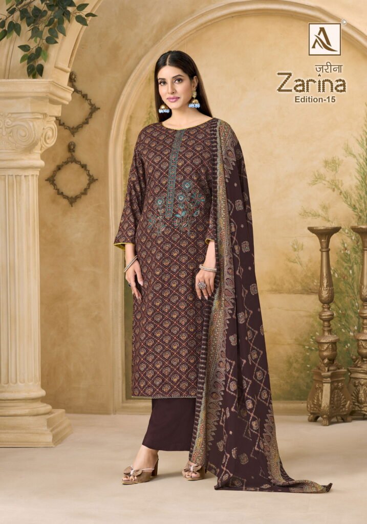 Launching Alok Zarina Edition 15 Viscose Discharge Print Embroidery Work Dress Material Wholesale 2026