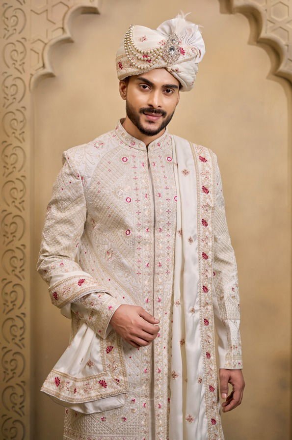 Latest Swarg 5090 to 5094 series Rose gold sherwani set Collection Wholesale 2026
