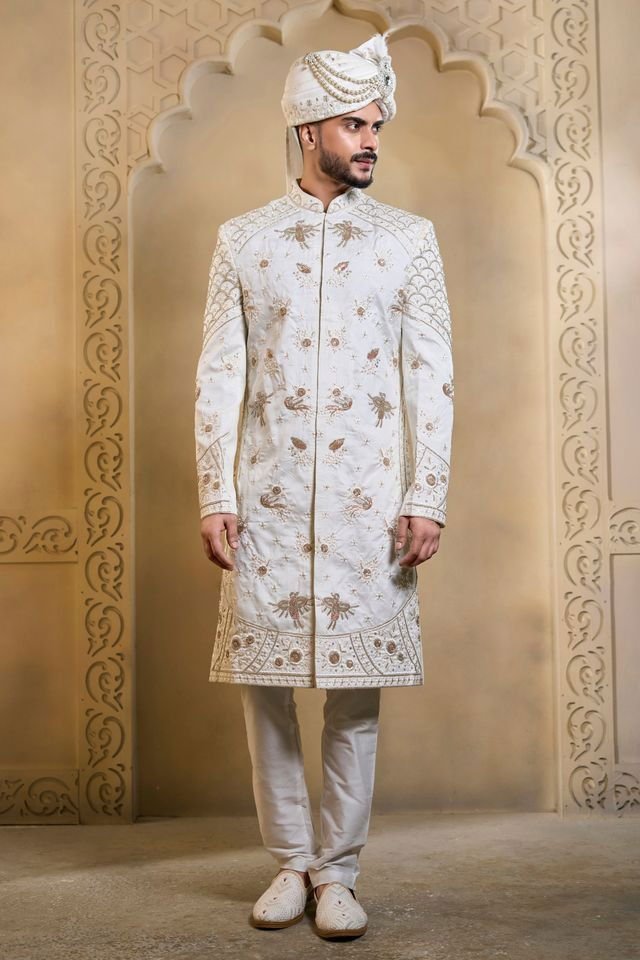 Swarg 5105 to 5108 series Regal Zari Embroidered Sherwani Collection Wholesale 8 Beautiful Swarg 5105 to 5108 series Regal Zari Embroidered Sherwani Collection Wholesale 2026