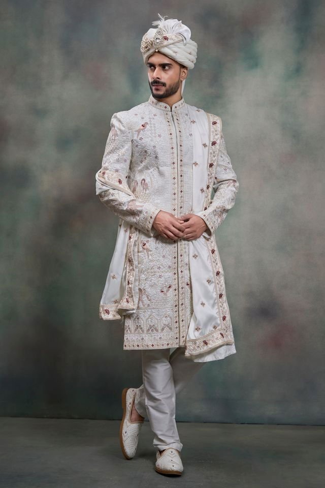 Swarg 5105 to 5108 series Regal Zari Embroidered Sherwani Collection Wholesale 7 Beautiful Swarg 5105 to 5108 series Regal Zari Embroidered Sherwani Collection Wholesale 2026