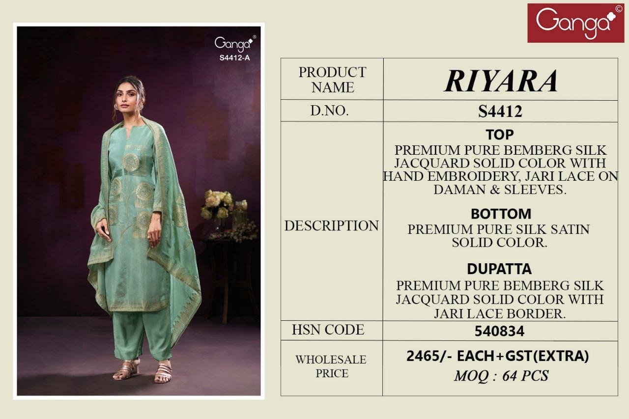 Ganga Riyara 4412 Bemberg Silk With Embroidery Salwar Kameez Wholesale 8 Beautiful Ganga Riyara 4412 Bemberg Silk With Embroidery Salwar Kameez Wholesale 2026