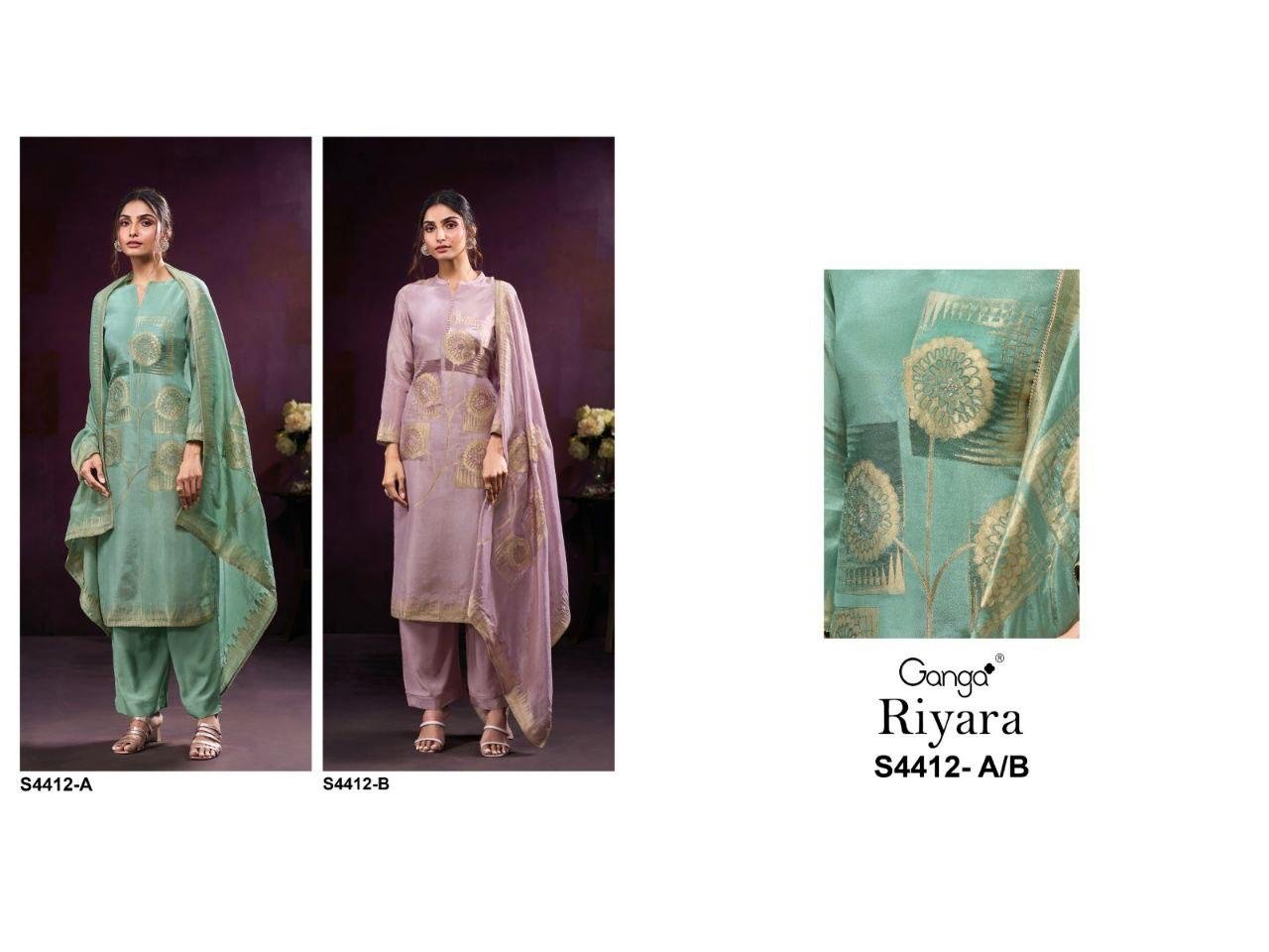 Ganga Riyara 4412 Bemberg Silk With Embroidery Salwar Kameez Wholesale 9 Beautiful Ganga Riyara 4412 Bemberg Silk With Embroidery Salwar Kameez Wholesale 2026