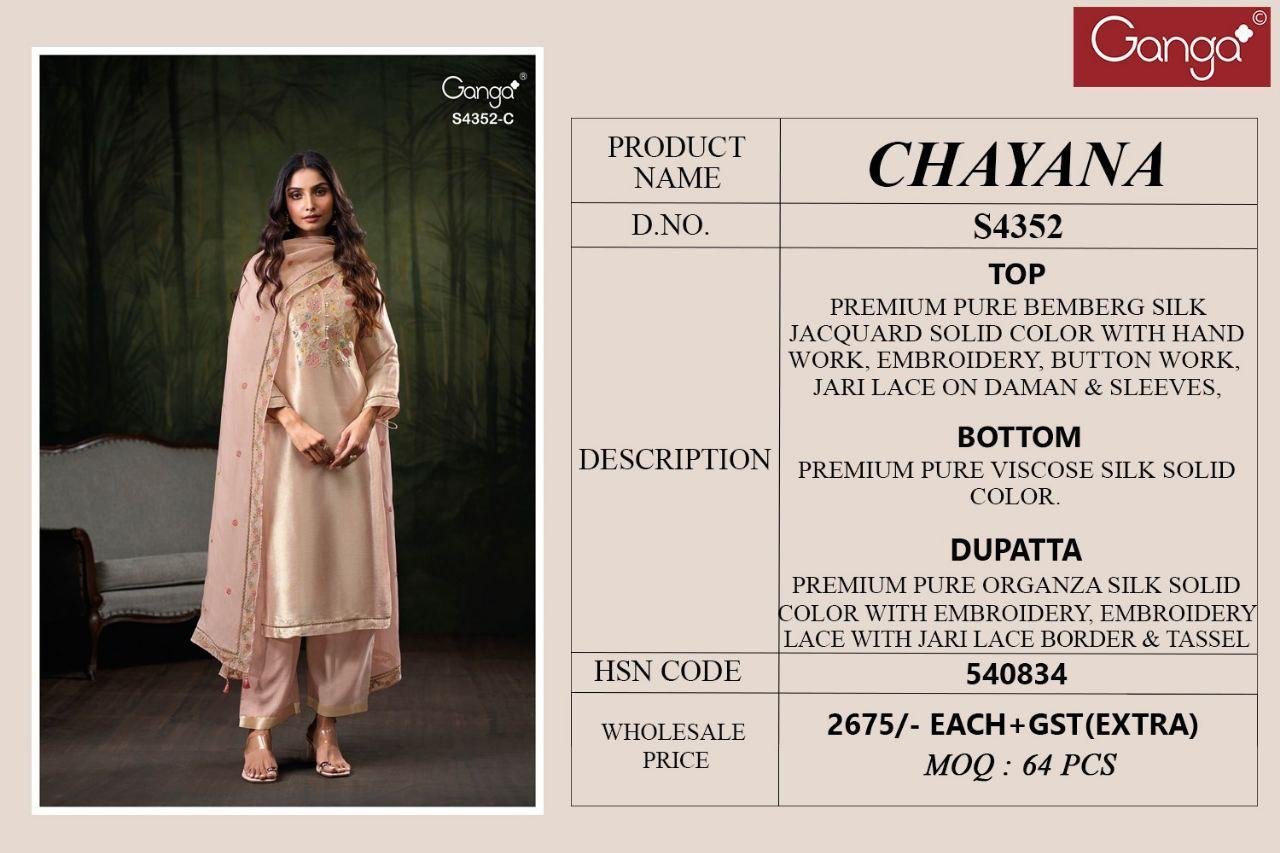 Ganga Chayana 4352 Bemberg Silk With Hand Work Salwar Kameez Wholesale 12 Launching Ganga Chayana 4352 Bemberg Silk With Hand Work Salwar Kameez Wholesale 2026