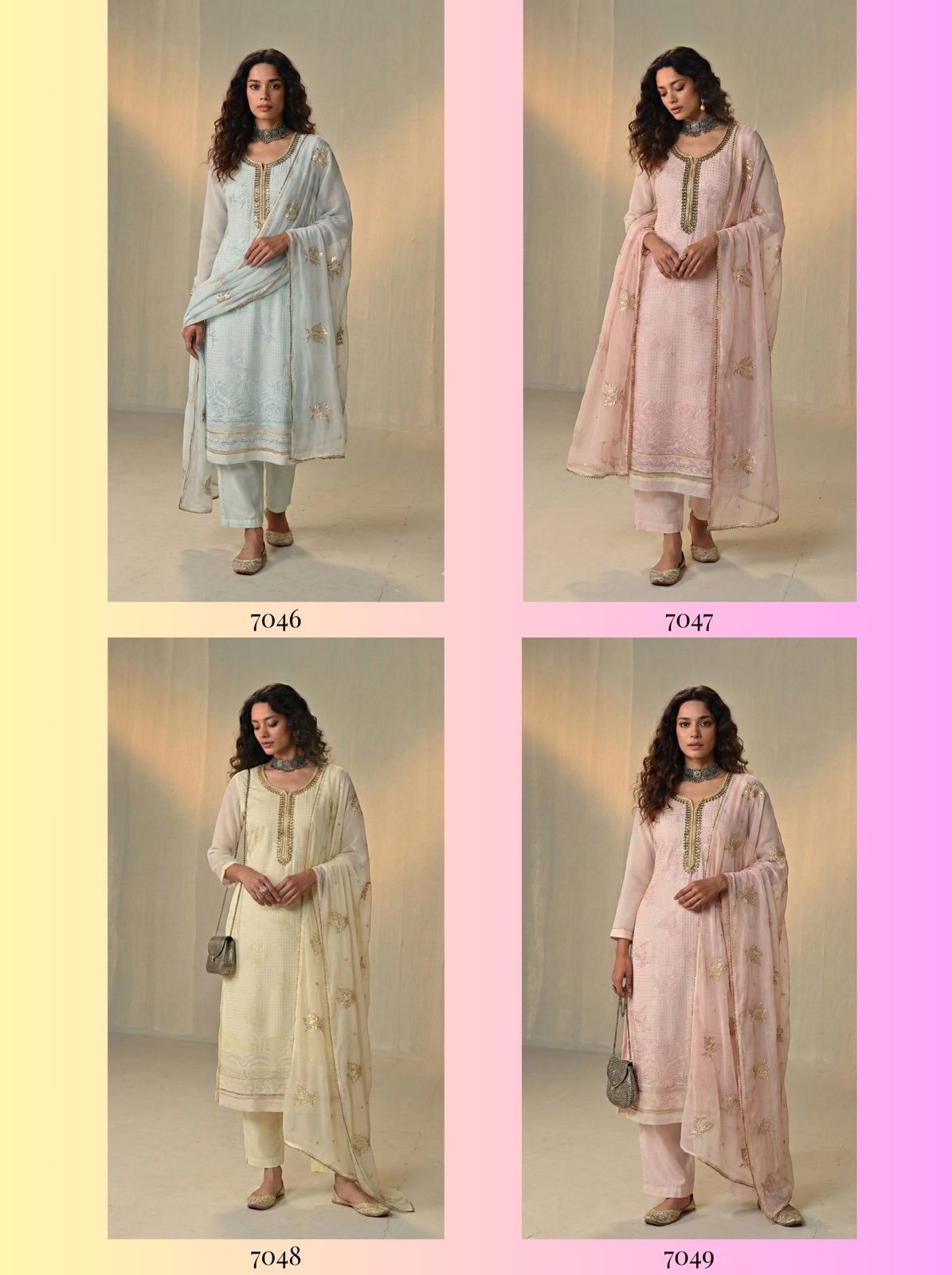 Alizeh 7046 To 7049 Georgette With Embroidered Work Kurti Pant And Dupatta Wholesale 10 Buy Alizeh 7046 To 7049 Georgette With Embroidered Work Kurti Pant And Dupatta Wholesale 2026