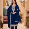 Afsana Jahan Velvet With Embroidery Work Top Bottom And Dupatta Wholesale