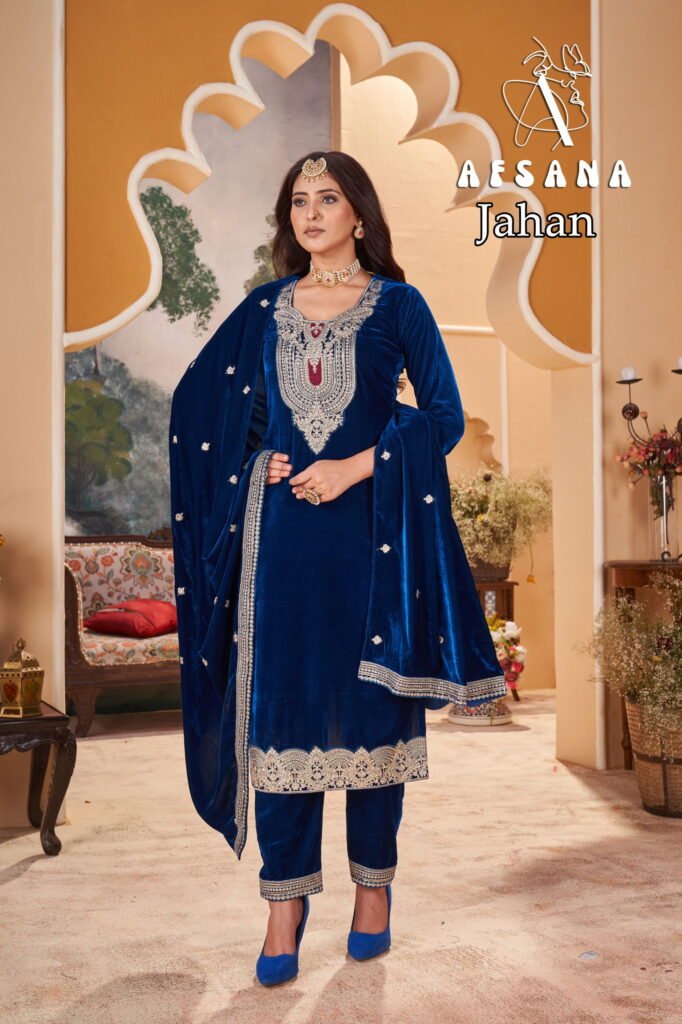 Stylish Afsana Jahan Velvet With Embroidery Work Top Bottom And Dupatta Wholesale 2026