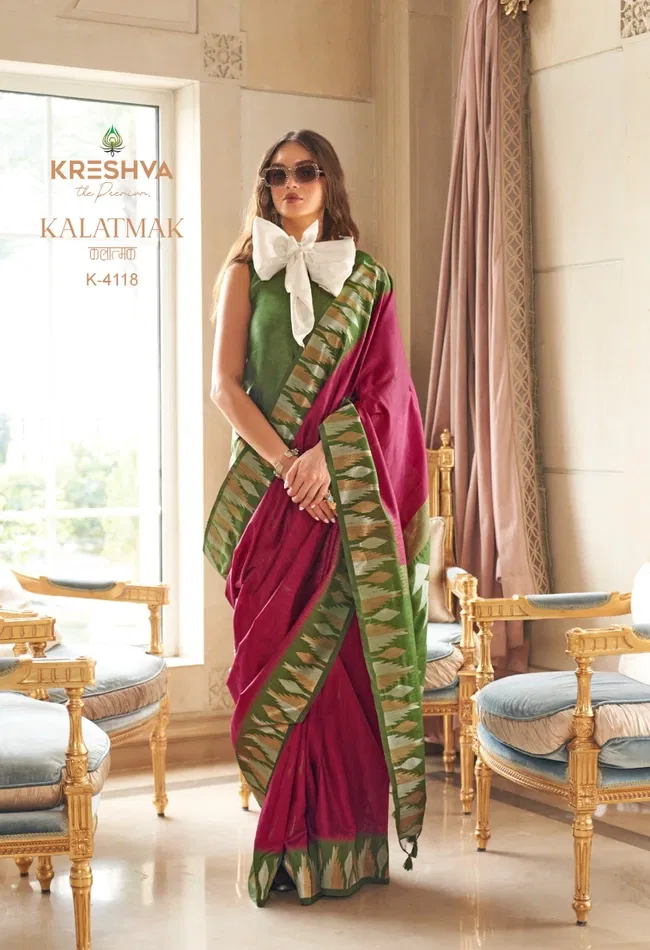 Kreshva Kalatmak Silk With Traditional Temple Border Saree Wholesale 4 Beautiful Kreshva Kalatmak Silk With Traditional Temple Border Saree Wholesale 2026