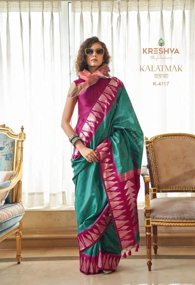 Kreshva Kalatmak Silk With Traditional Temple Border Saree Wholesale 7 Beautiful Kreshva Kalatmak Silk With Traditional Temple Border Saree Wholesale 2026