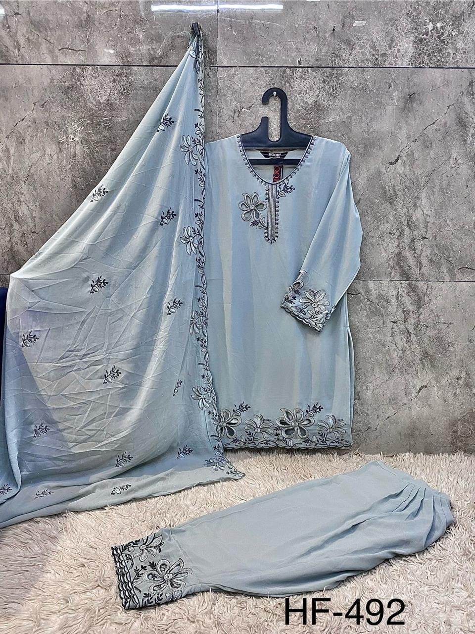 Hoor Tex Hf 492 A to D Georgette Pakistani Suit Kurti Bottom With Dupatta Collection Wholesale 7 Latest Hoor Tex Hf 492 A to D Georgette Pakistani Suit Kurti Bottom With Dupatta Collection Wholesale 2026