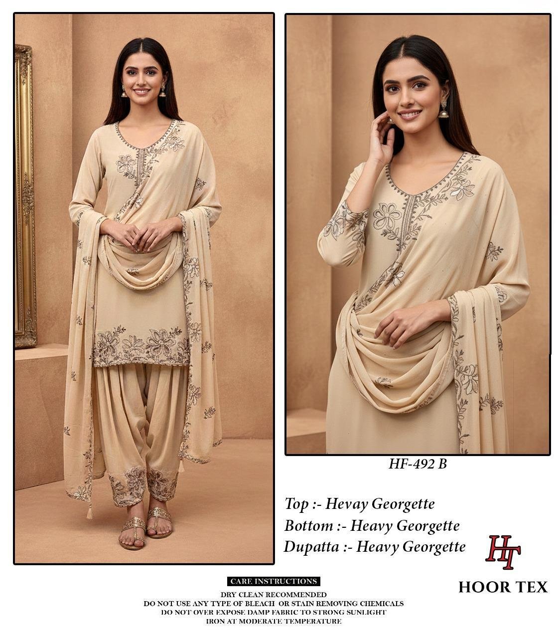 Hoor Tex Hf 492 A to D Georgette Pakistani Suit Kurti Bottom With Dupatta Collection Wholesale 9 Latest Hoor Tex Hf 492 A to D Georgette Pakistani Suit Kurti Bottom With Dupatta Collection Wholesale 2026