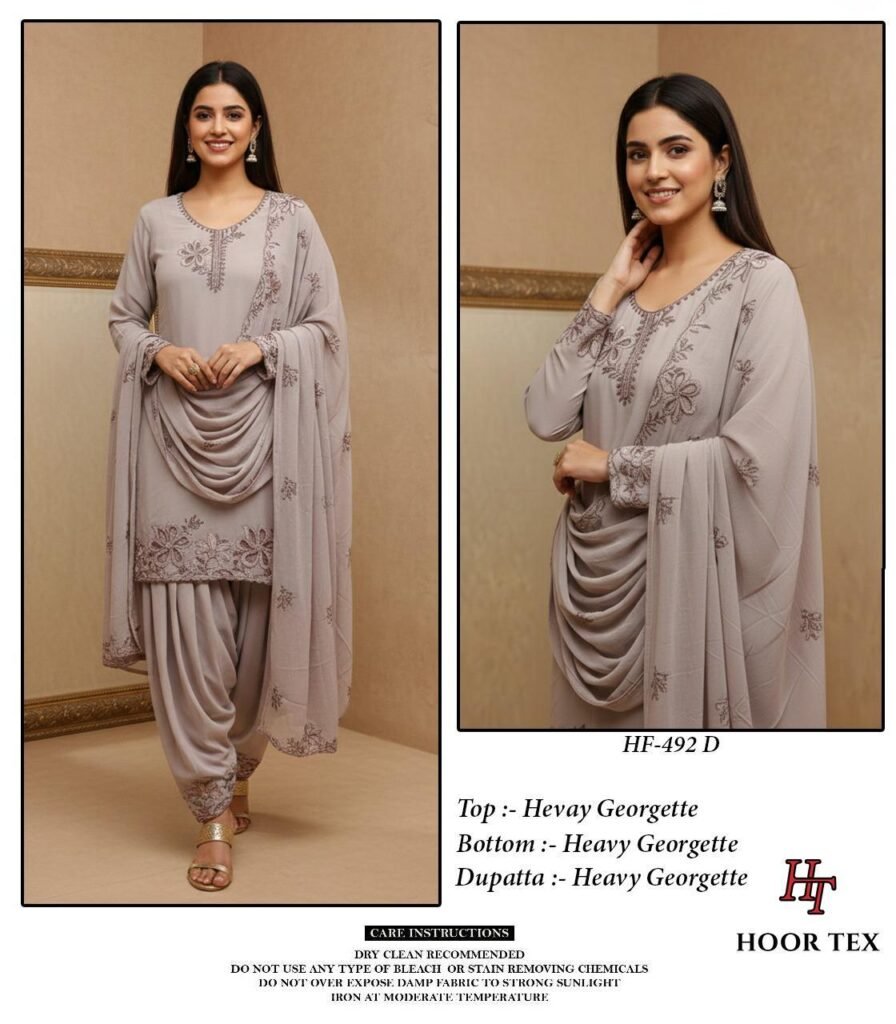 Latest Hoor Tex Hf 492 A to D Georgette Pakistani Suit Kurti Bottom With Dupatta Collection Wholesale 2026 6 Latest Hoor Tex Hf 492 A to D Georgette Pakistani Suit Kurti Bottom With Dupatta Collection Wholesale 2026