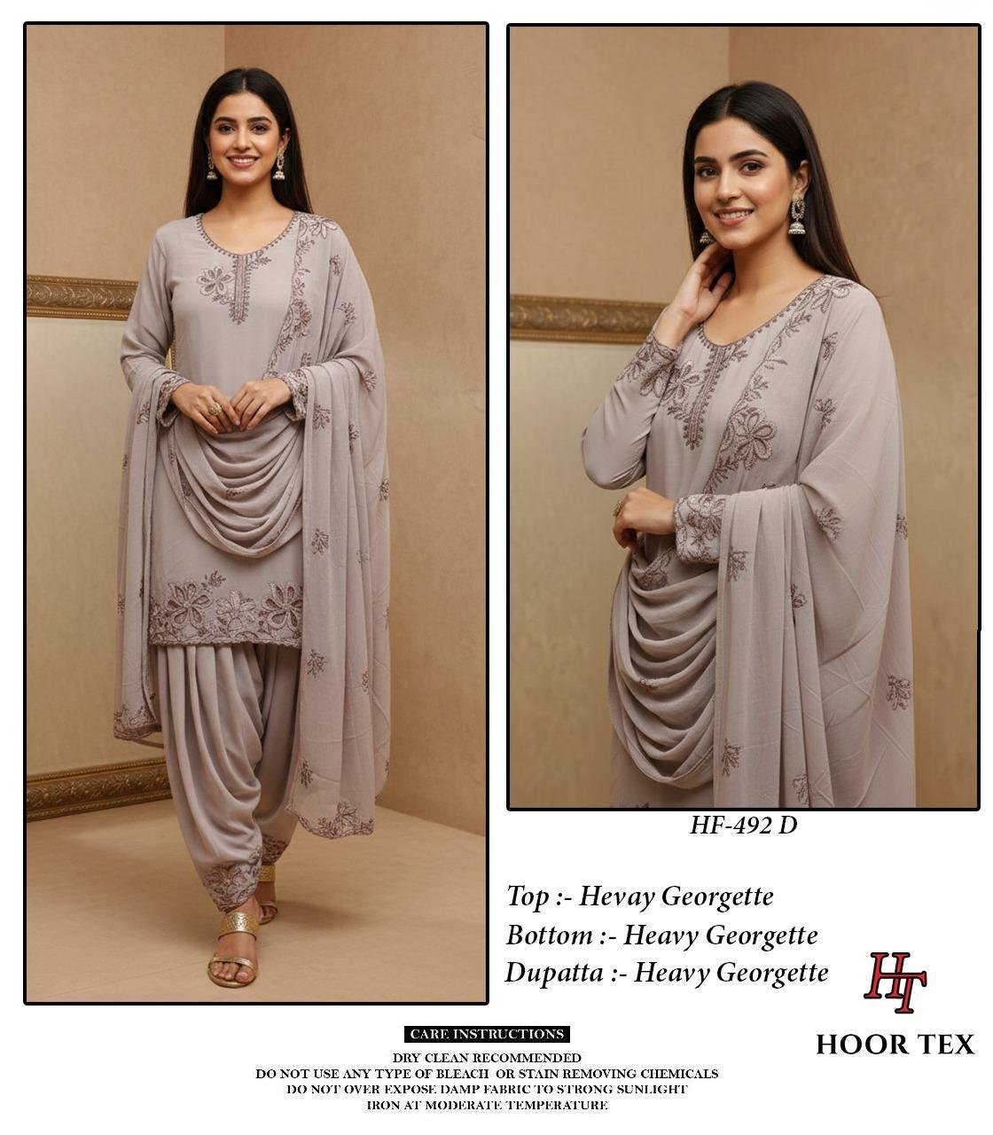 Hoor Tex Hf 492 A to D Georgette Pakistani Suit Kurti Bottom With Dupatta Collection Wholesale 8 Latest Hoor Tex Hf 492 A to D Georgette Pakistani Suit Kurti Bottom With Dupatta Collection Wholesale 2026