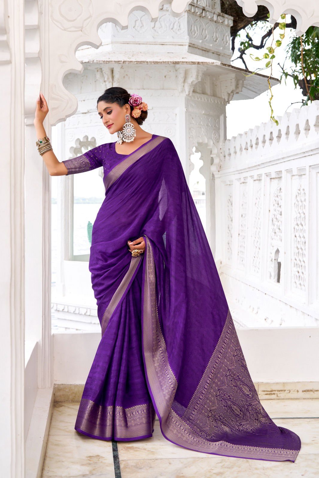 Lekha YF Mritsa Chinon Self Printed Zari Weaving Saree Wholesale 5 Beautiful Lekha YF Mritsa Chinon Self Printed Zari Weaving Saree Wholesale 2026