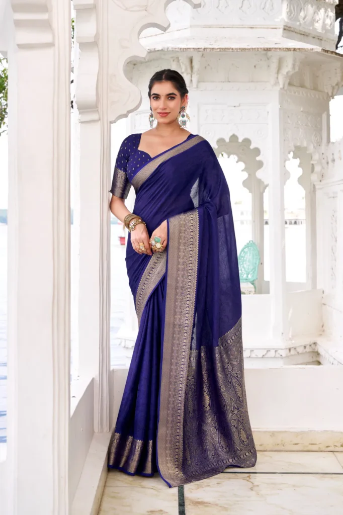 Beautiful Lekha YF Mritsa Chinon Self Printed Zari Weaving Saree Wholesale 2026