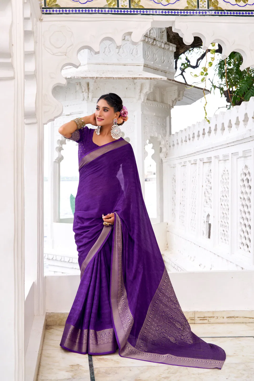Lekha YF Mritsa Chinon Self Printed Zari Weaving Saree Wholesale 9 Beautiful Lekha YF Mritsa Chinon Self Printed Zari Weaving Saree Wholesale 2026