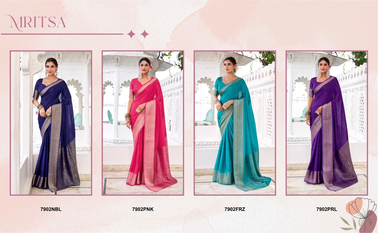 Lekha YF Mritsa Chinon Self Printed Zari Weaving Saree Wholesale 17 Beautiful Lekha YF Mritsa Chinon Self Printed Zari Weaving Saree Wholesale 2026