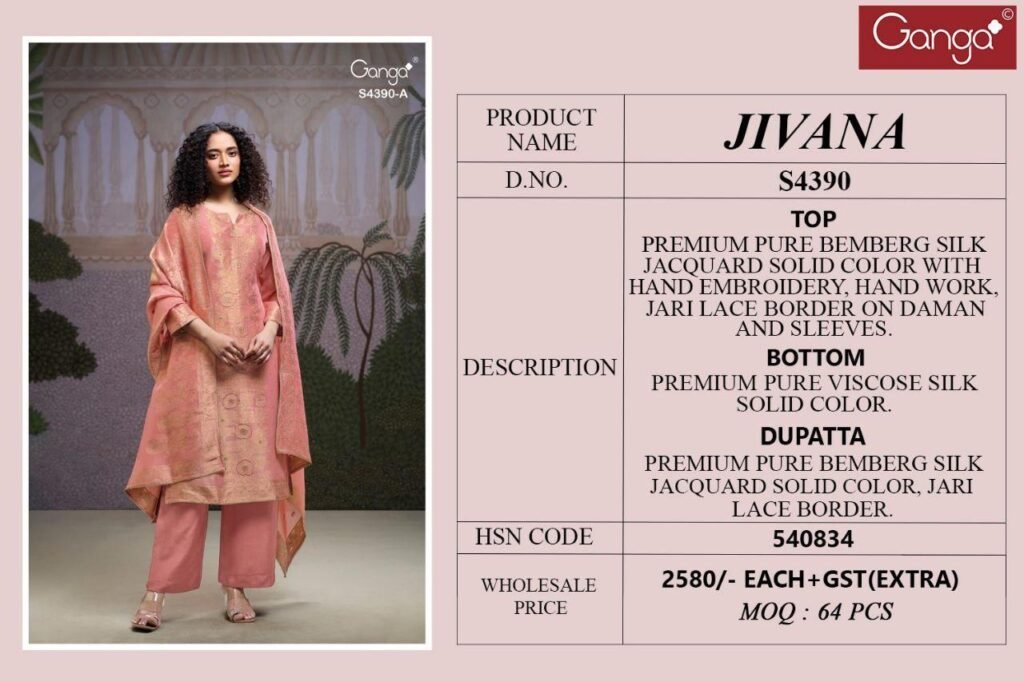 Latest Ganga Jivana 4390 Bemberg Silk With Embroidery Salwar Kameez Wholesale 2026