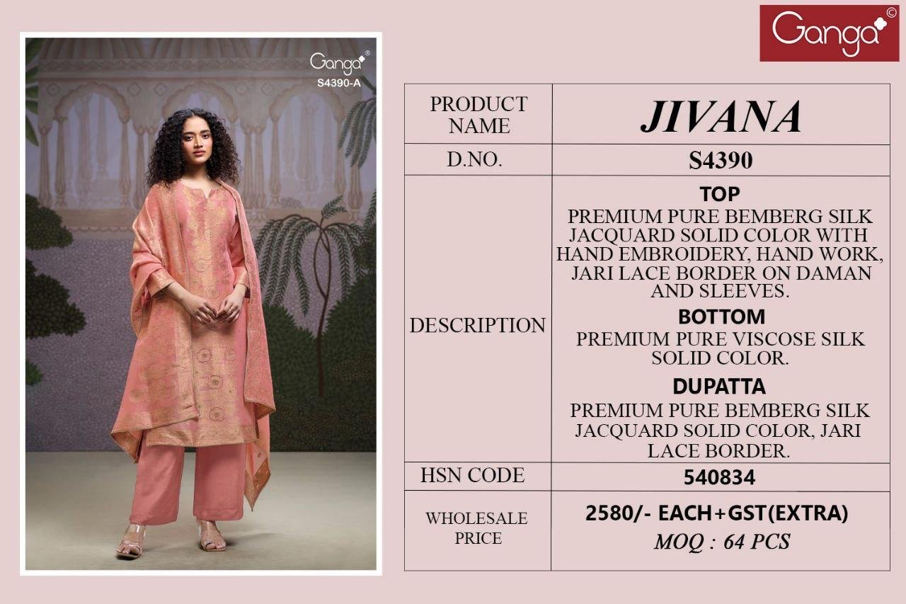 Ganga Jivana 4390 Bemberg Silk With Embroidery Salwar Kameez Wholesale 8 Latest Ganga Jivana 4390 Bemberg Silk With Embroidery Salwar Kameez Wholesale 2026