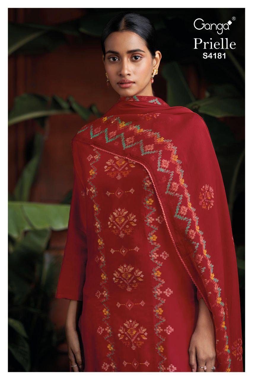 Ganga Prielle 4181 Bemberg Silk Printed Embroidery Salwar Kameez Wholesale