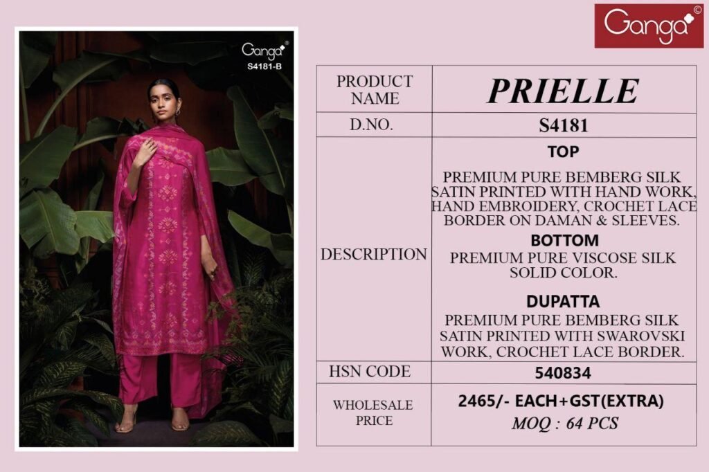 Launching Ganga Prielle 4181 Bemberg Silk Printed Embroidery Salwar Kameez Wholesale 2026 8 Launching Ganga Prielle 4181 Bemberg Silk Printed Embroidery Salwar Kameez Wholesale 2026