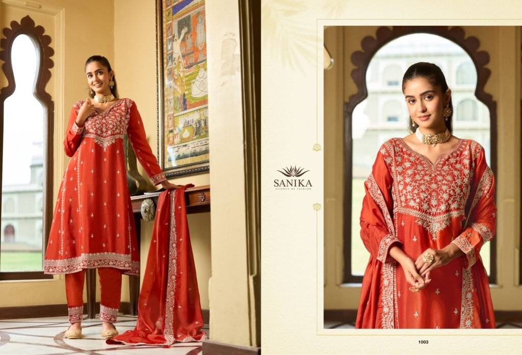 Stylish Sanika Aarini Chinon Silk Heavy Embroidery Top Plazzo Pant With Dupatta Wholesale 2026 5 Stylish Sanika Aarini Chinon Silk Heavy Embroidery Top Plazzo Pant With Dupatta Wholesale 2026